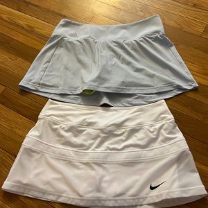 2 Tennis skirts-White Nike and light grey adidas- both medium